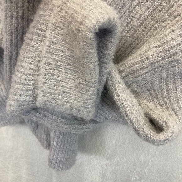 525 Slouchy Cropped Turtleneck Sweater Womens XL Gray Knit Fuzzy Oversized Beach - Picture 10 of 12